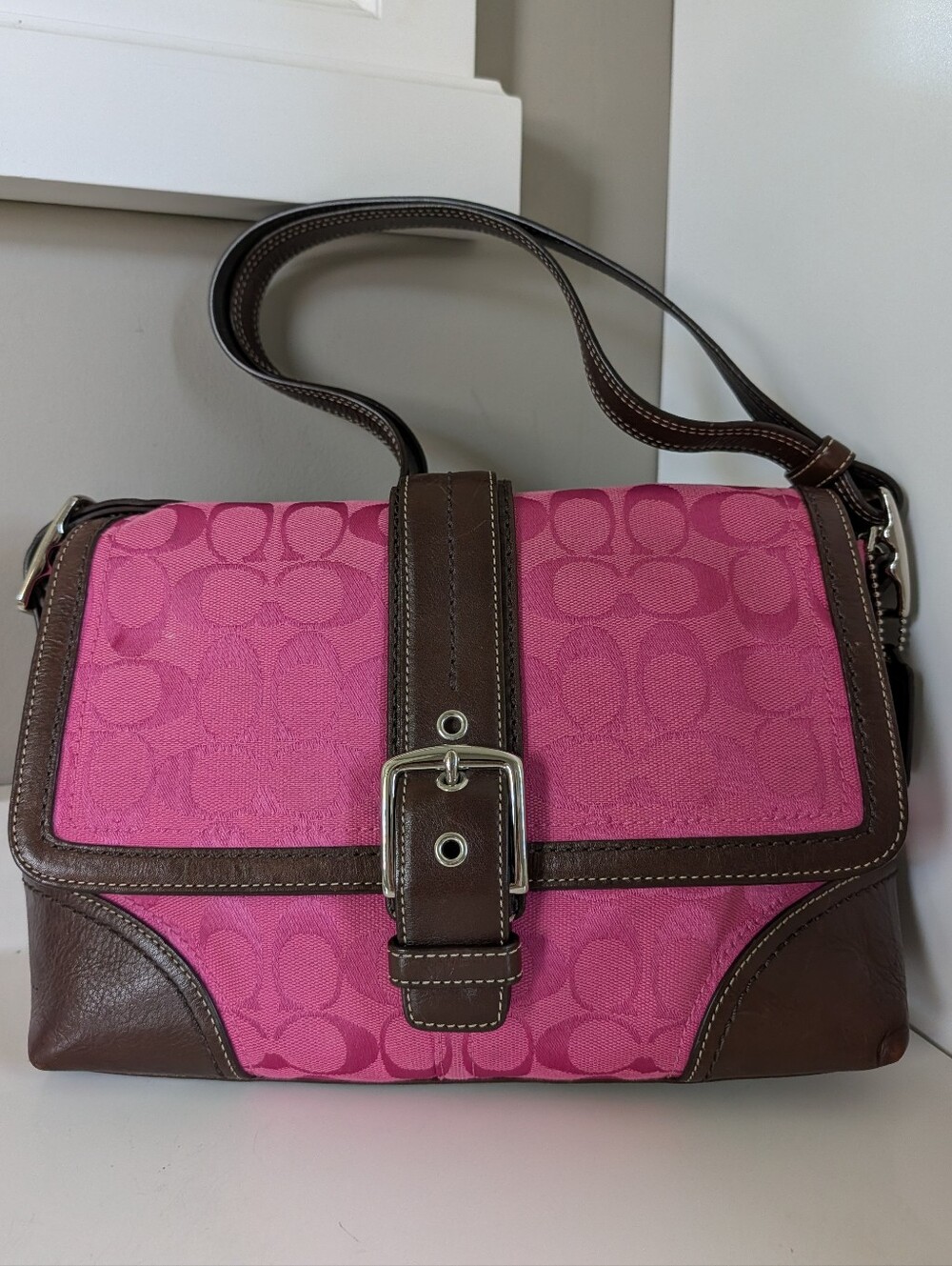 💞 Vintage Y2K Coach Hamptons F13018 Signature Monogram Logo Shoulder Bag